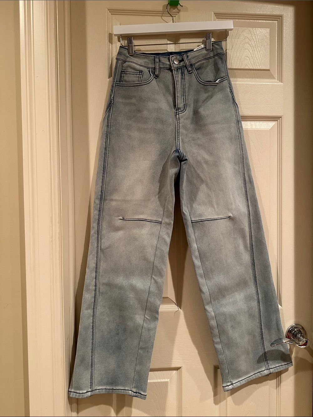 High-Rise Wide Leg Jeans in Washed Light Blue